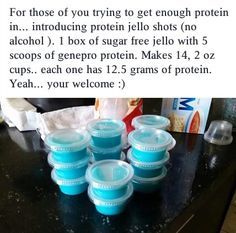 Protein jello shot Protein Jello, Bariatric Recipes Sleeve Liquid Diet, Bariatric Recipes Sleeve, Vsg Recipes, Gastric Bypass Recipes, Wls Recipes, Bariatric Sleeve, Bariatric Friendly Recipes, Bariatric Diet