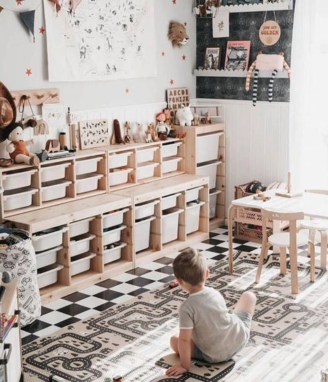 Trofast Playroom, Trofast Ikea, Baby Playroom, Ikea Trofast, Basement Playroom, Boys Playroom, Toddler Playroom, Kids Playroom Decor, Ikea Kids