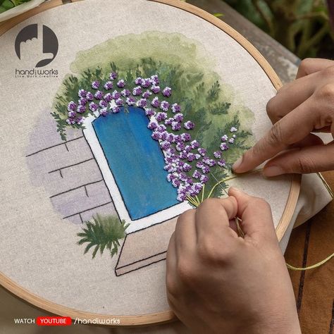 Painted Hand Embroidery Art: Fill your life with needle and thread! Thread Crafts, Embroidered Canvas Art, Stitch Diy, Minimalist Watercolor, Embroidery Stitch, Types Of Stitches, Embroidered Canvas, Hand Embroidery Flowers, Thread Painting