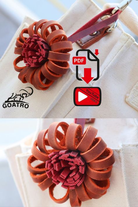 Hello. I love making new designs. this is one of them. The mold of the product you see in the picture is for sale. Suitable for beginners in leather business. There is a video showing how to do it. Thanks for stopping by my shop :) You can visit my page for more models. https://www.etsy.com/shop/GOATRO Leather flower PDF PATTERN , DIY GİFT ROSE how-to video: https://youtu.be/XQI13v_zR28 Leather flower Size (Approx.): 7.5 cm Diy Leather Rose, Diy Leather Ornaments, Diy Leather Flowers, Pin Bag, Creative Bag, Leather Bag Pattern, Pattern Bag, Leather Diy Crafts, Leather Flower