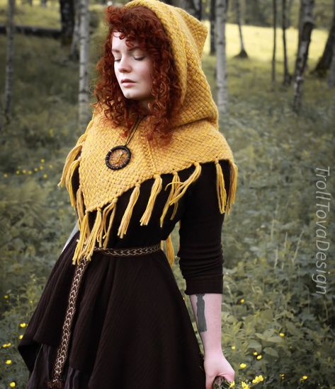 ✨Outfit info below 👇✨ Hi! The LAST handwoven small sized Skjoldehamn hood in yellow shades is available now. This color will not restock again, but yellow will always be an option in my custom listings. ✨💛🌼 Visit my profile bio 🔗 for more info. 🤗 . Model, photo and hood: Me @trolltovadesign Necklace: @vespermoth Dress: floatelier (Etsy) Belt: Thrifted . . . . . #summervibes #cottagecore #curlygirl #redhead #fae #forestgirl #morikei Skjoldehamn Hood, Outfit Info, Forest Girl, Curly Girl, Shades Of Yellow, My Profile, Redheads, Always Be, Summer Vibes