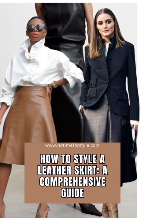 A Fashionista's Guide on How to Master the Art of Styling a Leather Skirt! 🖤✨ From classic black to eco-friendly options, discover the perfect pairings and elevate your style game. #LeatherSkirtFashion #StyleGuide #FashionTips Knee Length Leather Skirt, Style Leather Midi Skirt, Leather Skirt And Tennis Shoes, How To Style A Black Leather Skirt, What To Wear With A Leather Skirt, How To Style Black Leather Skirt, Brown Faux Leather Skirt Outfit, Black Leather Skirt Outfit Casual, Leather Skirt Ideas