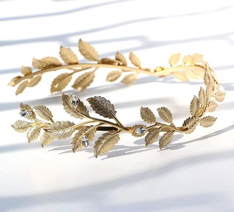 Roman Crown, Goddess Tiara, Princess Headpiece, Greek Crown, Laurel Wreath Crown, Gold Leaf Crown, Greek Goddesses, Tiara Hair, Halo Band