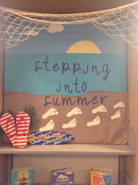 Summer display Summer Display Board, Beach Babies, Summer Display, Reading Display, Reading Bulletin Boards, Summer Reads, Library Book Displays, Library Bulletin Boards, Book Displays