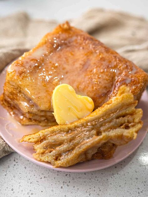 Hong Kong Style French Toast - Catherine Zhang Catherine Zhang, Chinese Desserts, Chinese Dessert, Hong Kong Style, Piece Of Bread, White Bread, Slice Of Bread, Serving Plates, Asian Recipes