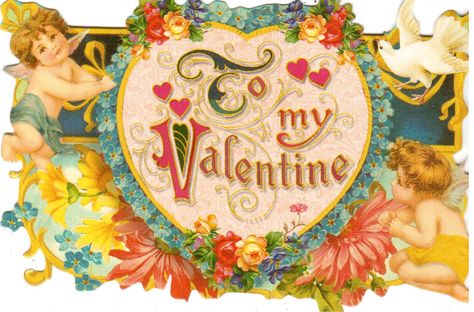 To My Valentine - Vintage Victorian Valentine, sent to Postcrosser in Russia for a direct swap. Forget Me Nots Flowers, To My Valentine, Flower Hearts, Valentine Vintage, Valentine Cupid, Sideways Initial Necklace, Valentine Postcards, Vintage Valentine, White Doves