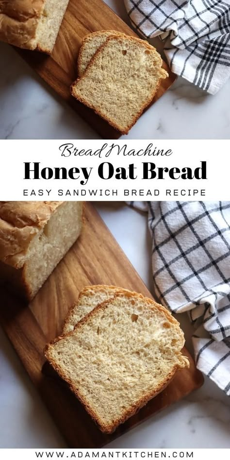 Bread Machine Honey Oat Bread Bread Maker Oatmeal Bread, Clean Bread Machine Recipes, Whole Grain Bread Machine Recipes Healthy, Oat Bread Machine Recipes, Organic Bread Machine Recipes, Vegan Bread Maker Recipes, Fall Bread Machine Recipes, 1lb Bread Machine Recipes, Recipes For Bread Maker