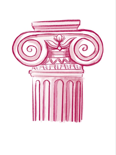 Greek Images, Greek Inspired Drawings, Greece Symbols, Greece Aesthetics Drawings, Greek Art Aesthetic, Greek Doodles, Column Design Drawing, Greek Ceramics Design, Ancient Greece Drawing