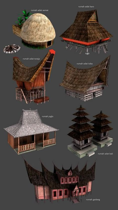 Poster Arsitektur, Indonesian House, Bamboo House Design, Bamboo Architecture, Tropical Architecture, Indonesian Art, Asian Architecture, Bamboo House, Resort Design