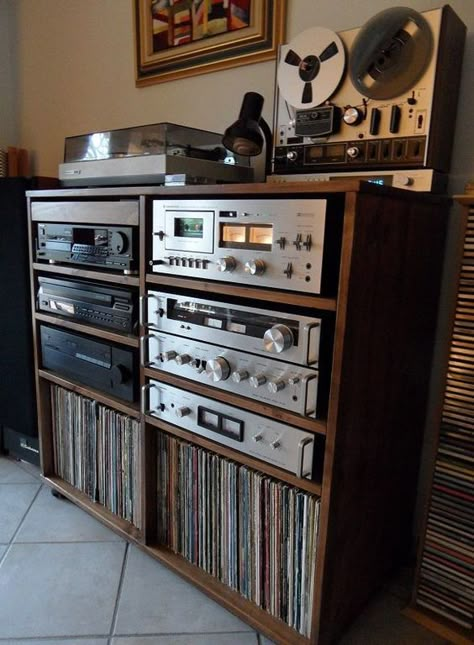 Hifi Room, Home Music Rooms, Vinyl Room, Record Room, Multi Room Audio, Stereo Cabinet, Vintage Stereo, Audio Room, Vinyl Record Storage