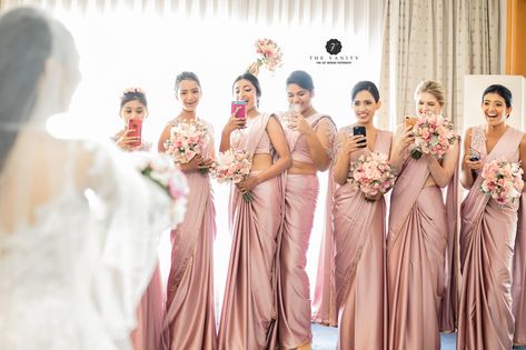 Pink Bridesmaid Saree, Sri Lankan Bridesmaids, Bridesmaid Sari, California Desert Wedding, Bridesmaid Stuff, Bridesmaid Saree, California Desert, Photoshoot Inspo, Desert Wedding