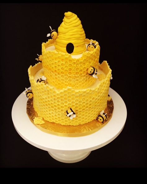 Buzz Buzz #beecake #socute #laketahoecakes #beautifulcakes #laketahoecakedreams Honey Recipes Dessert, Raw Honey Recipes, Hive Cake, Bee Hive Cake, Waterfall Cake, Bee Birthday Cake, Honeycomb Cake, Bee Cakes, Waffle Cake