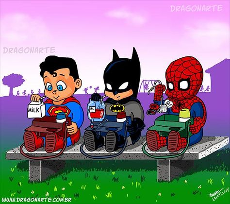 The Geeky Comics of Dragonarte (16 Pics) | Pleated-Jeans.com Superman Spiderman, Superhero Memes, Batman Spiderman, Book Creator, Bd Comics, Dc Memes, Batman Vs Superman, Superhero Comics, Ms Marvel