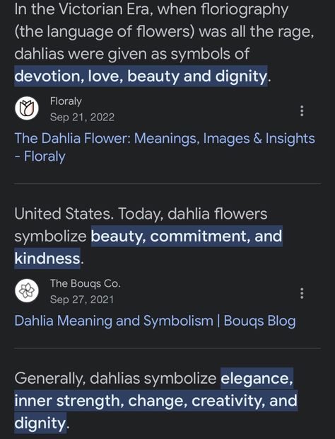 Web search on the Dahlias meaning Dahlia Meaning, Dahlia Flower Meaning, Purple Dahlia, Flower Meanings, Backyard Paradise, Language Of Flowers, Dahlia Flower, The Meaning, My Flower