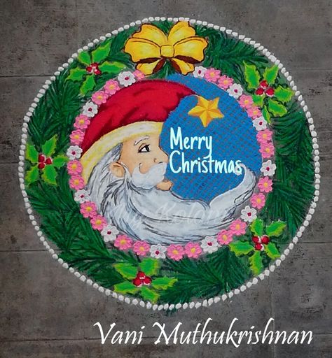 Christmas Kolam, Christmas Rangoli, Santa Claus Drawing, Poster Rangoli, New Year Rangoli, Diya Rangoli, Christmas Canvas Art, Rangoli Designs Latest, Simple Rangoli Border Designs