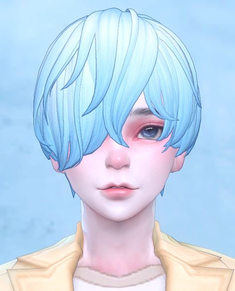 심즈4 파란머리 남심 배포 :: 티르의 심즈4 블로그 Sims 4 Cc Hair Covering One Eye, Sims 4 Hair Covering Eyes, Sims 4 Art, Sims 4 Male Clothes, Hair Covering, Sims 4 Cc Hair, Male Clothes, Life Makeover, Sims Hair