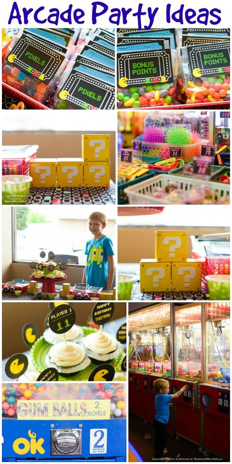 Arcade Birthday Party Ideas - Making Your Party Stand Out http://www.momsandmunchkins.ca/2014/05/13/arcade-birthday-party/ #Arcade #PartyIdeas Arcade Party Ideas, Arcade Birthday Party Ideas, Arcade Birthday Party, Arcade Birthday Parties, Arcade Birthday, Pac Man Party, Arcade Party, Ideas Birthday Party, Video Games Birthday Party