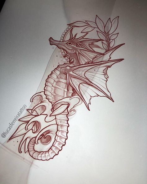 Seahorse Tattoo, Kunst Tattoos, Sea Tattoo, Tattoo Zeichnungen, Ocean Tattoos, Geniale Tattoos, Mermaid Tattoos, New School Tattoo, Sea Horse