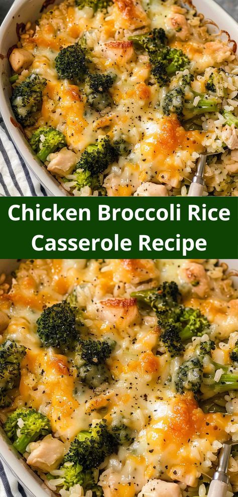 Chicken Broccoli Rice Casserole is a tasty and comforting dish with creamy chicken, tender broccoli, and cheesy rice. Broccoli Chicken Rice Casserole, Chicken Broccoli Rice Cheese Casserole, Creamy Chicken Broccoli, Cheesy Rice, Chicken Broccoli Rice Casserole, Chicken Broccoli Rice, Chicken Casseroles, Chicken Tonight, Chicken Rice Casserole