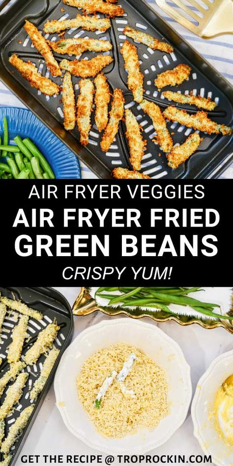 Panko Green Beans, Meals Air Fryer, Air Fried Green Beans, Air Fryer Green Beans, Air Fryer Veggies, Air Fryer Desserts, Air Fryer Chicken Recipes, Veggie Side Dish, Fried Green Beans