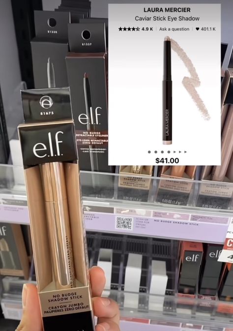 Elf No Budge Shadow Stick Pearl, Elf No Budge Shadow Stick, Elf Glitter Eyeshadow, Elf No Budge Shadow Stick Swatches, Elf Eyeshadow Stick, Elf Cosmetics Bite Size Eyeshadow, Jumbo Crayons, Laura Mercier Caviar Stick, Metallic Eyeshadow