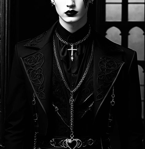 Goth and emo ai created fashion #emo #fashion #goth #aesthetic Emo Suits, Male Goth, Classy Goth, Ropa Dark, Goth Guy, Vampire Fashion, Gothic Outfit, Victorian Man, Youth Subcultures