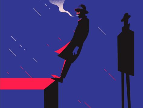 Noir Detective, Detective Aesthetic, Music Poster Design, Motion Design Video, Motion Graphics Design, Motion Design Animation, City Illustration, Neo Noir, Modern Fantasy