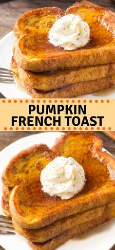 French toast that's perfect for fall! This Pumpkin French Toast is extra fluffy, filled with pumpkin spice & tastes amazing drizzled in maple syrup. #fall #pumpkin #pumpkinspice #frenchtoast Fall Recipes Breakfast, Pumpkin French Toast, Overnight Oat, Fall Breakfast, Toast Recipes, Breakfast Brunch Recipes, Breakfast Dishes, Pumpkin Spice Latte, Pumpkin Recipes