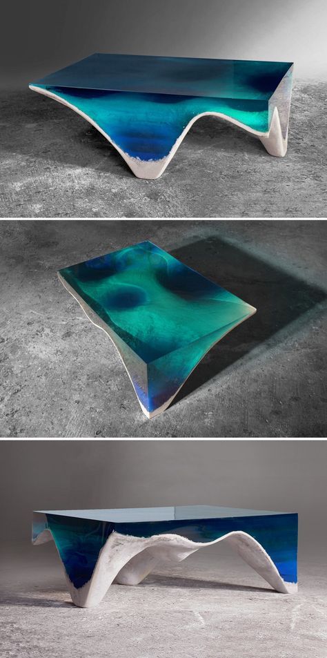 Bring the ocean floor indoors with this stunning coffee table by designer Eduard Locota. Nature Furniture, Unique Furniture Pieces, Nature Inspired Decor, Resin Furniture, Contemporary Coffee Table, Plywood Furniture, Resin Table, Shabby Chic Furniture, Furniture Design Modern