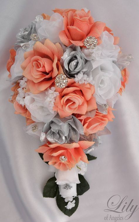 Bouquet Cascade, Silk Flower Wedding Bouquet, Bridal Bouquet Bridesmaid, Teardrop Bouquet, Silk Flower Bouquet, Silk Bridal Bouquet, Bouquet Bridesmaid, Silk Wedding Bouquets, Beach Wedding Flowers