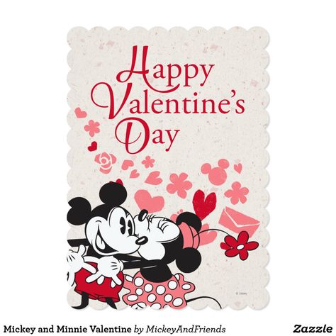 Mickey and Minnie Valentine Card Fun Editorial, Mickey And Minnie Kissing, Valentines Day History, Valentine History, Disney Valentines, Mickey Mouse Art, Valentines Crafts, Happy Valentines Day Card, Mickey Y Minnie