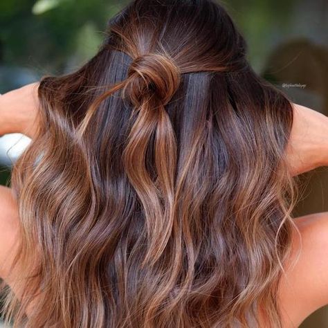 8 Ways to Create Caramel Balayage | Wella Professionals Milk Chocolate Brown Hair, Pelo Chocolate, Hair Glaze, Partial Balayage, Balayage Caramel, Dark Brunette Hair, Hair Gloss, Medium Brown Hair, Caramel Balayage