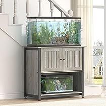 Tatub 40-50 Gallon Fish Tank Stand with Cabinet, Metal Aquarium Stand for Accessories Storage, Reptile Tank Turtle Terrariums Table Bearable 1000LBS, Accommodates 2 Aquariums, Grey Aquarium Cabinet Design, Terrarium Table, Foyer Cabinet, Turtle Terrarium, Aquarium Stands, Fish Tank Stand, Tank Stand, Aquarium Stand, Reptile Tank