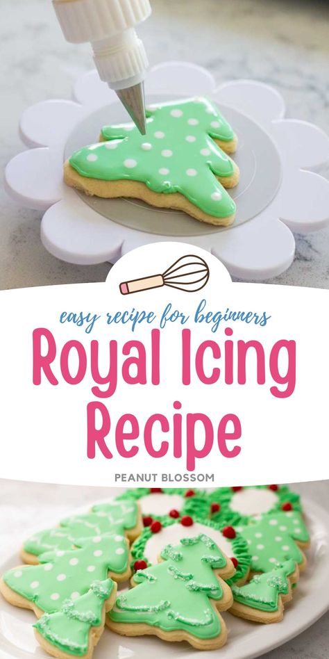 Make a batch of this easy royal icing for decorating festive sugar cookies. This method is even easy for baking with kids with a few simple set up tricks. Use it to pipe designs on gingerbread cookies for a classic Christmas cookie. Decorating Icing Recipe, Easy Royal Icing, Best Royal Icing Recipe, Cookie Frosting Recipe, Royal Frosting, Easy Royal Icing Recipe, Frosting Recipes Easy, Party Food Dessert, Sugar Cookie Royal Icing