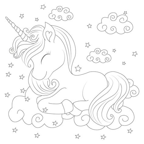 Vector unicorn coloring book page | Premium Vector #Freepik #vector #line-art #hand-drawn #coloring-pages-unicorn #black-white Line Art Unicorn, Unicorn Black And White, Juneteenth Background, Unicorn Coloring, Free Coloring Sheets, Unicorn Colors, Logo Design Typography, Easy Coloring Pages, Flower Coloring Pages