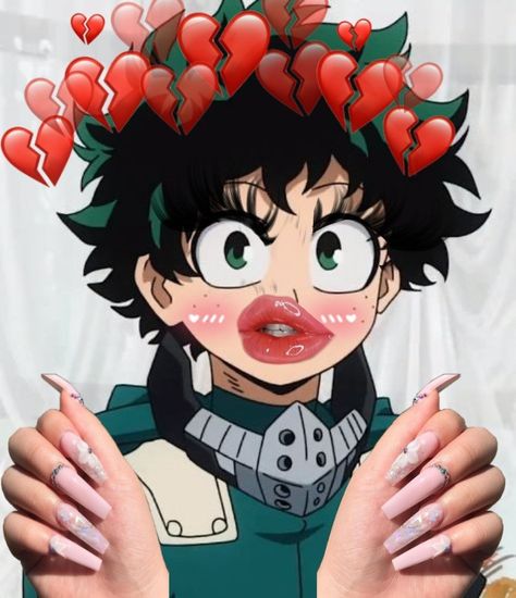 Yassified Anime Characters, Deku Funny Faces, Deku Cringe, Deku Princess, Deku Funny, Mha Cringe, Mha Pics, Anime Cringe, Material Gworl