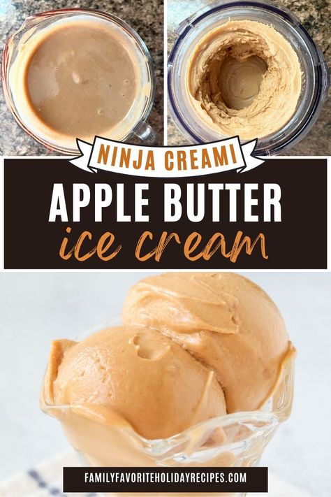 Apple cinnamon ice cream is easy to make in the Ninja Creami, thanks to the flavor and sweetness of apple butter! This easy recipe is one you'll want to add to your fall favorites. Ninja Creami Recipes Vanilla, Healthy Sorbet, Fall Ice Cream, Eggnog Ice Cream, Cookie Monster Ice Cream, Apple Pie Ice Cream, Ninja Ice Cream Recipe, Monster Ice Cream, Family Breakfast Recipes