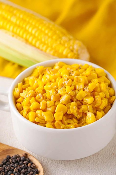 Fried Corn is simple and the recipe utilizes either fresh organic corn on the cob or canned organic corn.  A few ingredients and you will have a new side dish that everyone enjoys. Dairy-free and vegan! #sidedish #corn #dairyfree Fried Corn Recipe, Southern Fried Corn, Fried Corn Recipes, Nourish Bowl, Mexican Side Dishes, Corn Dishes, Fried Corn, Corn Recipe, Vegan Side Dishes