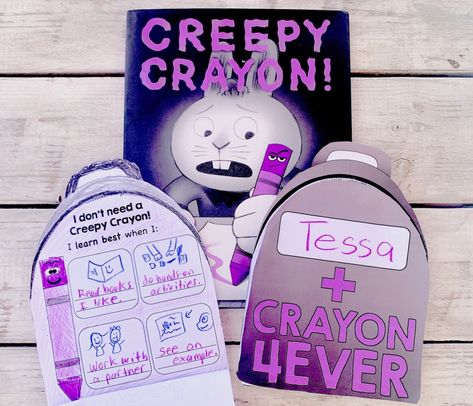 MaiStoryBook Library: Creepy Crayon! + *I Don’t Need a Creepy Crayon!* Craft – MaiStoryBook Creepy Crayon, Crayon Activities, Crayon Book, Young Rabbit, Backpack Craft, Ela Centers, Book Costumes, First Grade Lessons, Read Aloud Activities