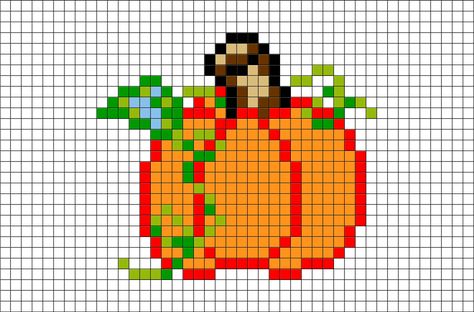 Pixel Art Orange, Pixel Art Autumn, Pumpkin Pixel Art, Fall Pixel Art, Pixel Pumpkin, Pixel Orange, Orange Food, Hama Art, Squash Plant