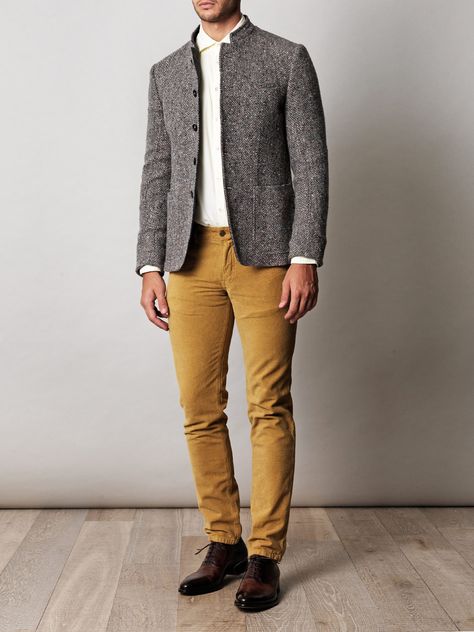 . Mustard Jacket Outfit Casual, Mustard Outfit Men, Mustard Pants Outfit Men, Mustard Yellow Jacket Outfit, Mustard Jacket Outfit Men, Casual Fitted Mustard Pants, Mustard Pants Outfit, Sport Coat Outfit, Mustard Pants