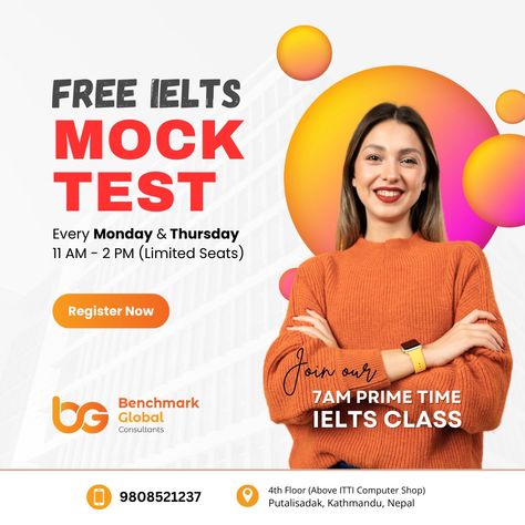 🚀 Unlock Your IELTS Success with Benchmark Global Consultants! 🌟 Free IELTS MOCK Tests every Monday and Friday from 11 AM to 2 PM 🌟 📅 Register Now! You can also Join our 7 AM PRIME TIME IELTS Class! Nepal's largest IELTS/PTE preparation institute is here to help you achieve your dreams. Our comprehensive program includes: ✅ 4 weeks intensive course ✅ Personalized one-to-one live feedback ✅ 5 AI-led full-length mock tests ✅ Unlimited doubt-solving sessions ✅ E-books and extensive practice q... Pte Preparation, Computer Shop, Achieve Your Dreams, Mock Test, Prime Time, E Books, Full Length, Led, Books