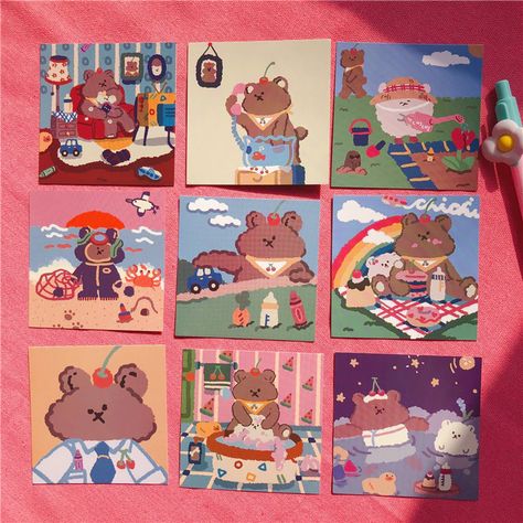 9 Sheets/lot Cute Soft Bear Card Graph Wall Decoration Poster Hand Account Book Postcard Korean Photo Props Decorative Sticker|Stationery Stickers| - AliExpress Cute Postcards, Cute Postcard, Postcard Wall, Soft Bear, Colorful Room Decor, Korean Photo, Stationery Stickers, Bear Card, Cute Pastel Wallpaper