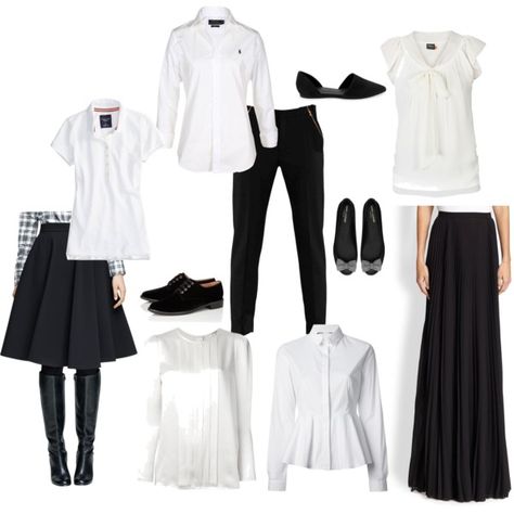 Formal black and white concert attire by cservilio on Polyvore featuring Burberry, Polo Ralph Lauren, ONLY, Chanel, American Eagle Outfitters, Tess Giberson, Brooks Brothers, Robert Clergerie, Yves Saint Laurent and Vince Choir Concert Outfit, Black And White Concert, Choir Outfits, Concert Outfit Black, Choir Concert, Hippie Fits, Outfit Black And White, Concert Attire, Concert Wear