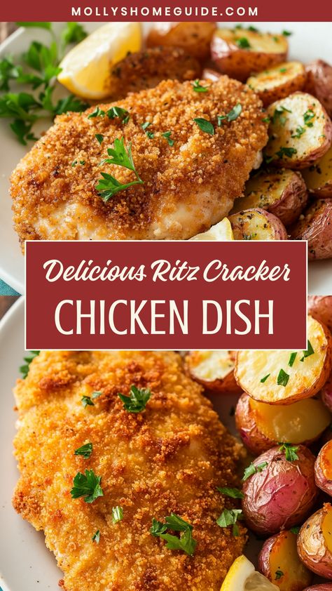 Looking for a quick and delicious dinner idea? Try this mouthwatering Ritz Cracker Chicken recipe! The crispy, flavorful coating made with crushed Ritz crackers will take your chicken to the next level. It's the perfect dish for a busy weeknight or when you want to impress your guests with minimal effort. Serve this Ritz Cracker Chicken alongside your favorite sides for a complete meal that everyone will love. Give it a try tonight and enjoy the satisfying crunch with every bite! Ritz Chicken Casserole Recipes, Ritzy Chicken Recipe, Recipes With Ritz Crackers, Ritz Recipes, Breaded Chicken Thighs, Ritz Cracker Chicken Casserole, Ritz Chicken Casserole, Emeril Recipes, Ritz Chicken