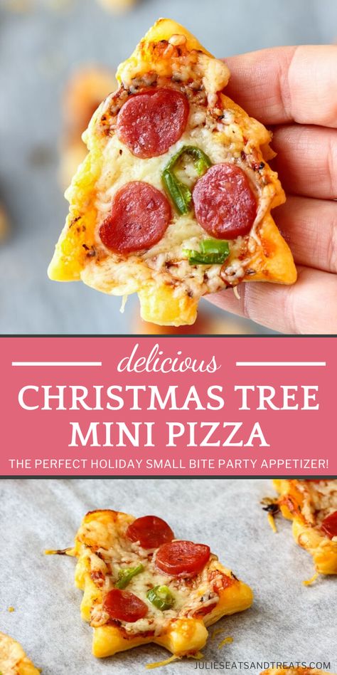 Planning a party this Christmas in July? Add this fun and festive Christmas Tree Mini Pizza to your menu! This easy recipe is a cool idea to make with your kids. In just 30 minutes, you can have the perfect small-bite holiday appetizer that is sure to please a crowd! Appetizers For Party Crowd Pleasers, Christmas Pizza, Party Crowd, Dessert Halloween, Kids Pizza, Yummy Meals, Party Appetizers Easy, Party Appetizers, Xmas Food