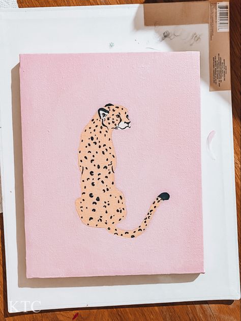 Easy Leopard Print Painting, Cheetah Painting Acrylic, Jungle Canvas Painting, Coquette Painting Ideas, Anime Computer, Anime Computer Wallpaper, Leopard Tattoos, Leopard Painting, Painting Stuff