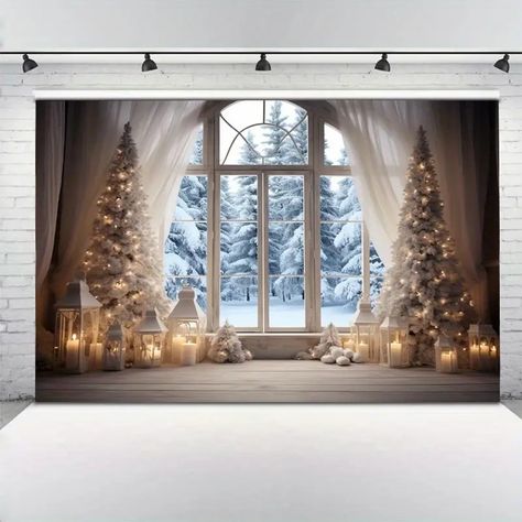 Christmas Winter Photography Background Snow Window Forest - Temu Winter Wonderland Office, Indoor Decoration, Winter Wonderland, Photography, Christmas