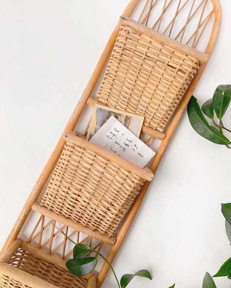 Bridget | Holy Roller Vintage on Instagram: “SOLD // 📮You’ve got mail. Get organized with this stunning vintage wicker mail hanger, just in time for holiday card season. Three roomy…” Letter Holder Ideas, Mail Station, Mail Sorter, Rattan Wall, Mail Holder, Gift Inspo, Letter Holder, Vintage Wicker, Get Organized