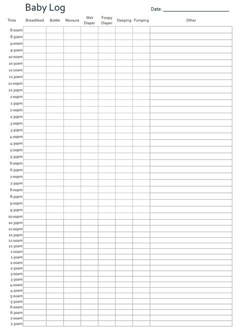 Free printable daily baby log @NorthernMichiganMama   https://www.youtube.com/channel/UC6vRyH35hj7hheKrKELoDHQ Daily Infant Care Sheet, Newborn Log Printable, Newborn Tracking Sheet, Baby Journal Book Free Printable, Daycare Daily Sheets, Baby Charts, Newborn Tracker, Homework Planner Printable, Pregnancy Journal Printable